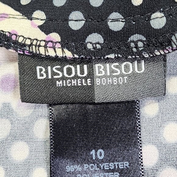 Bisou Bisou Michele Bohbot Size 10 Dress With Purple Black Beaded Neckline - Picture 3 of 9